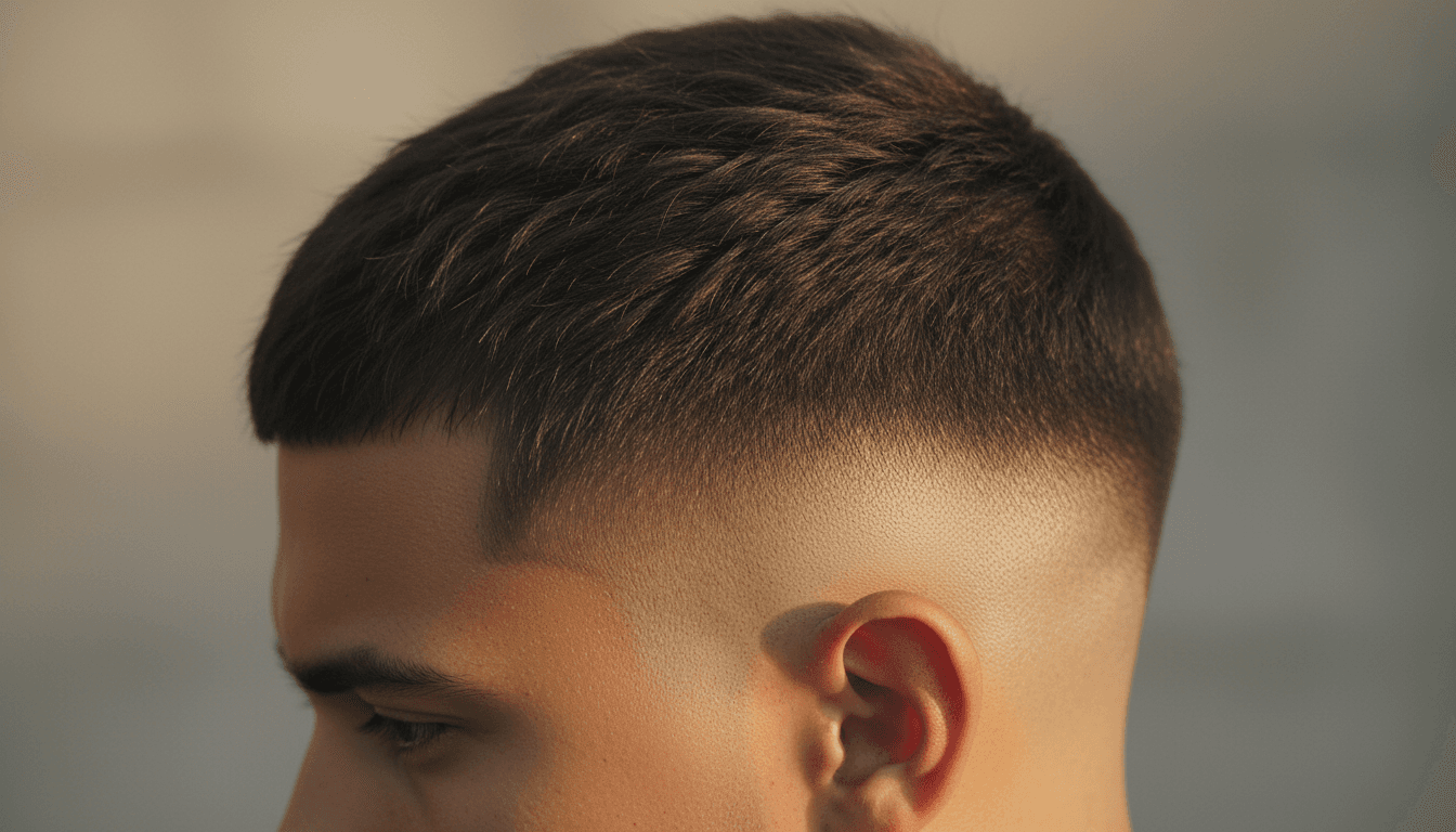 Finished taper fade with sharp neckline and clean edges