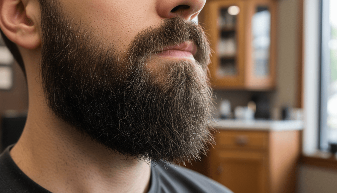 Finished beard trim with sharp edges